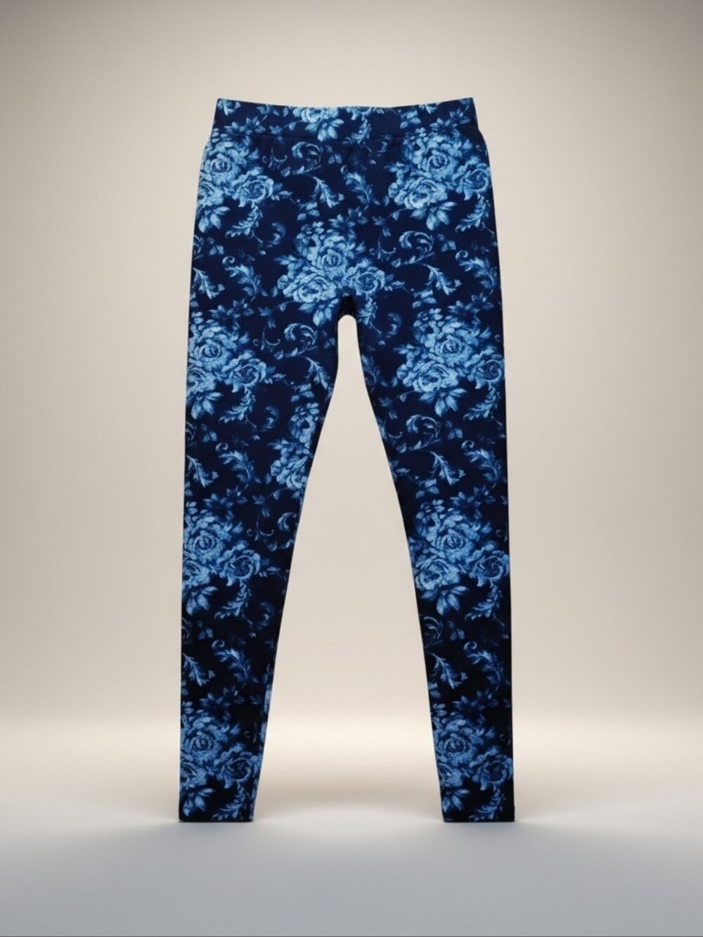 Minicci Navy and Light Blue Floral Waistband Leggings Size Medium/Large